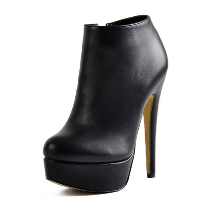 Black Platform Zipper Stiletto Ankle Boots - Onlymaker