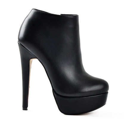 Black Platform Zipper Stiletto Ankle Boots - Onlymaker