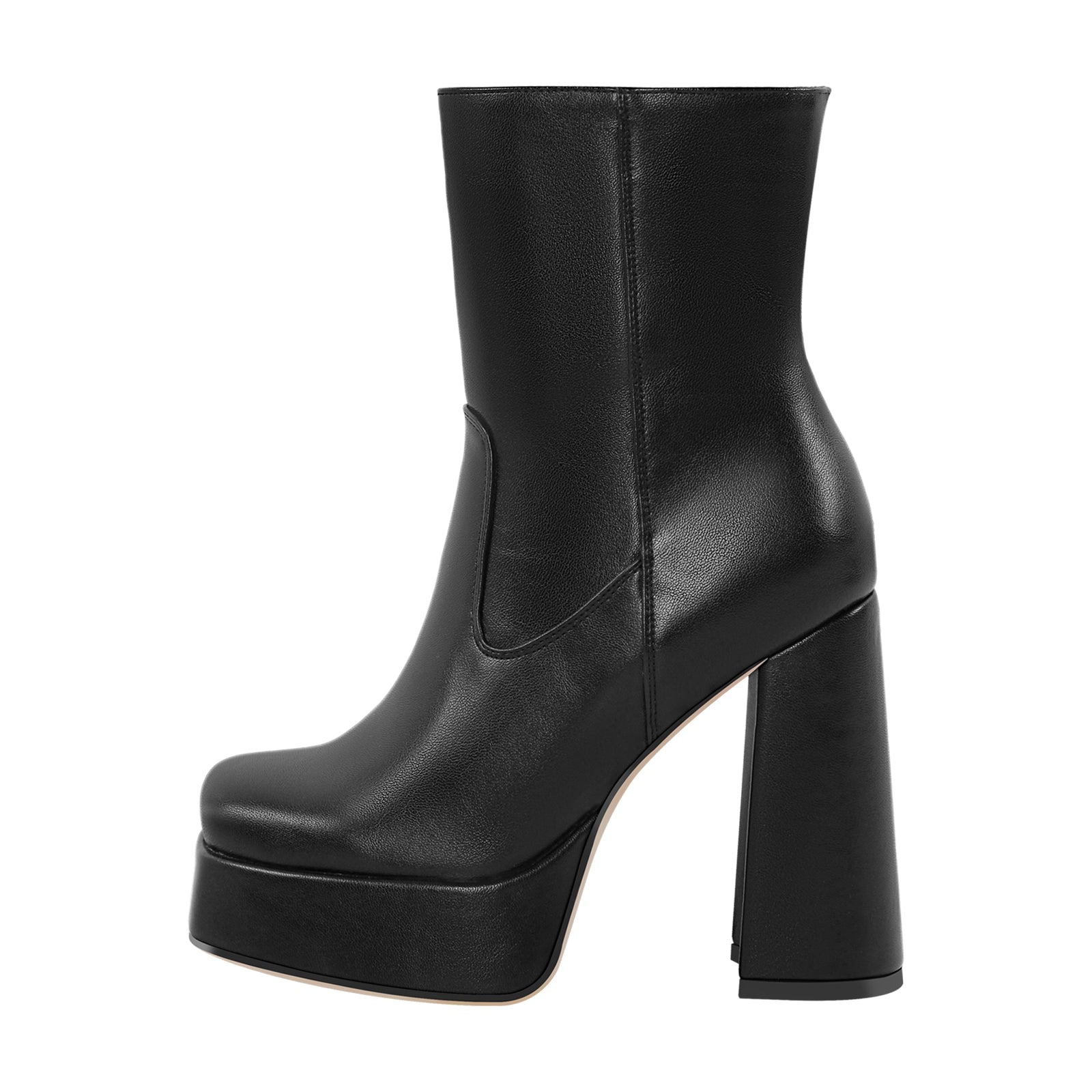 Platform Square Toe Chunky Heel Ankle Boots - Onlymaker