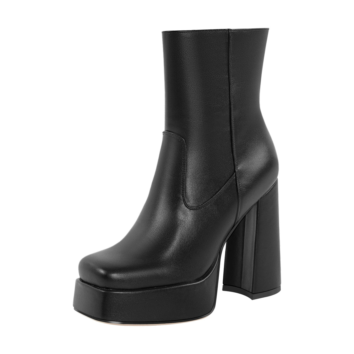Platform Square Toe Chunky Heel Ankle Boots - Onlymaker