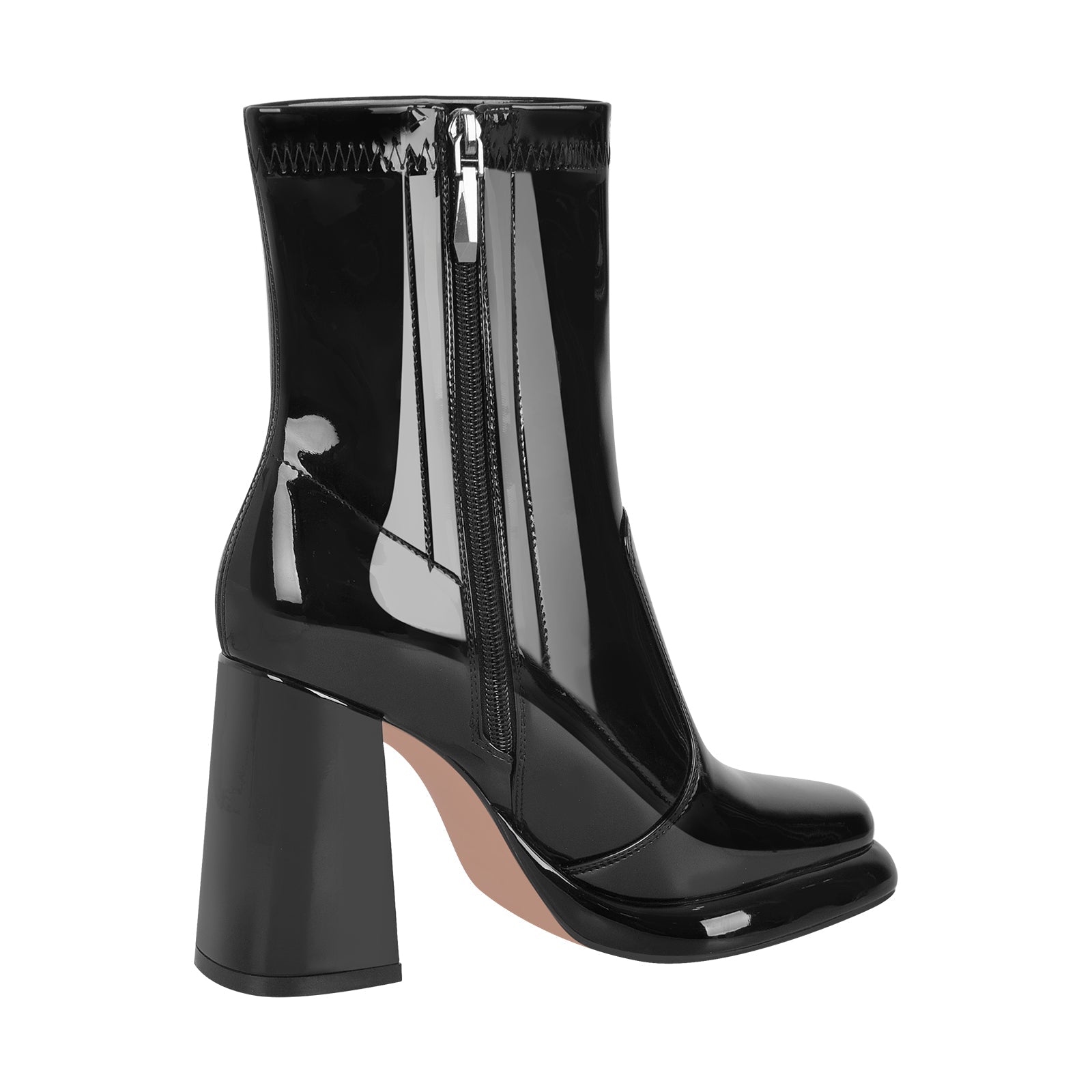 Square Toe Zipper Chunky Heel Platform Ankle Boots - Onlymaker