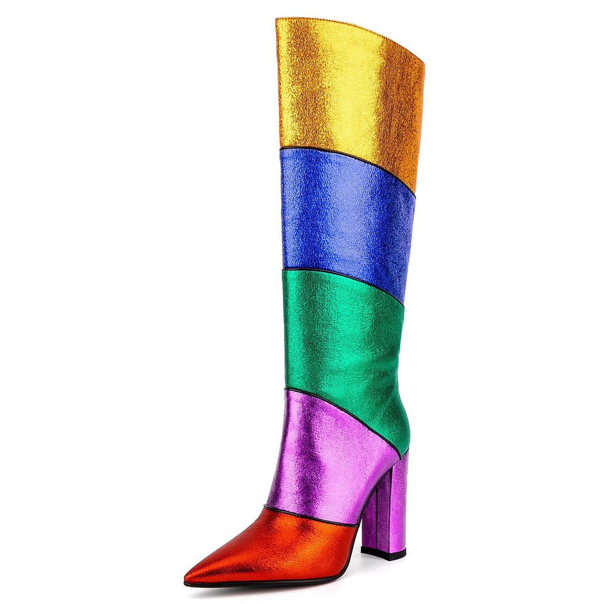 Colorful Patchwork Knee High Boots - Onlymaker