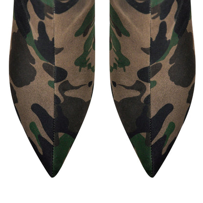 Camouflage Pointed Toe Over The Knee Boots - Onlymaker