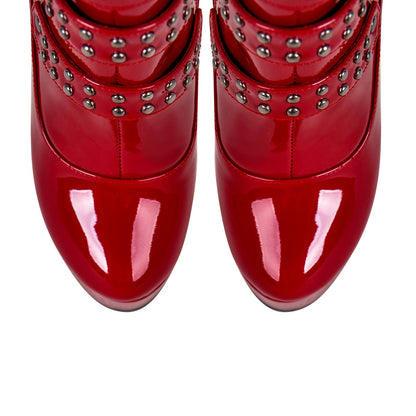 Buckles Round Toe Stilettos Over The Knee Platform Boots - Onlymaker