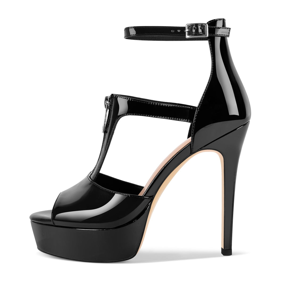 Platform Zipper Ankle Strap Stiletto Sandals - Onlymaker