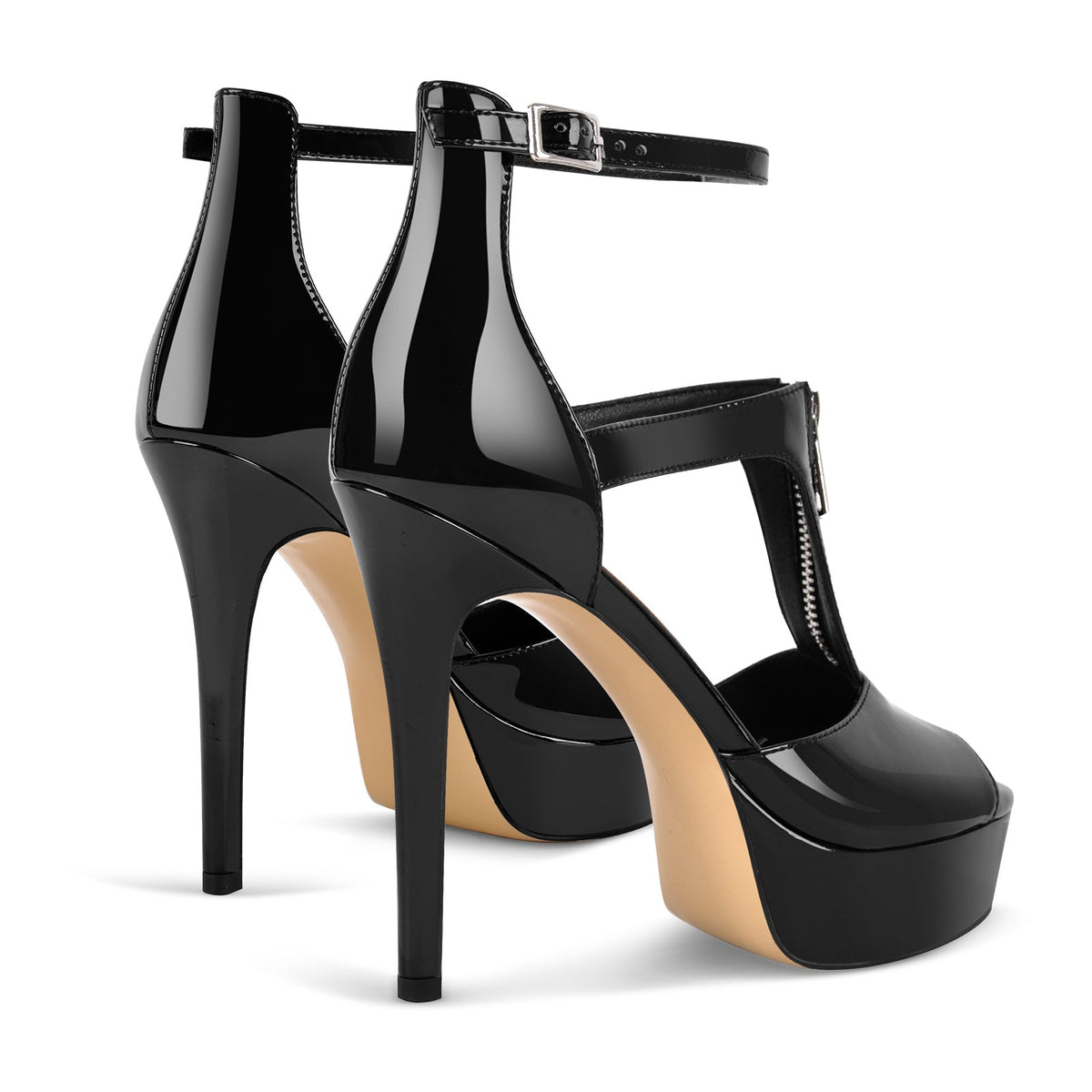 Platform Zipper Ankle Strap Stiletto Sandals - Onlymaker