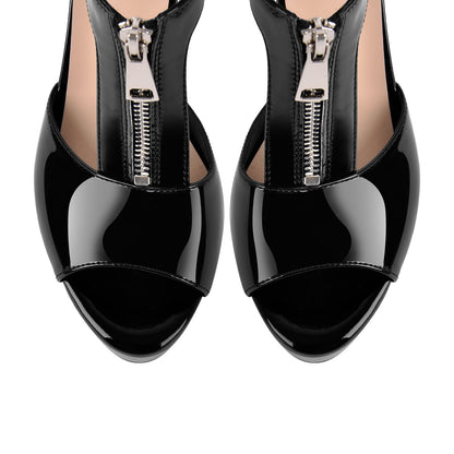 Platform Zipper Ankle Strap Stiletto Sandals - Onlymaker