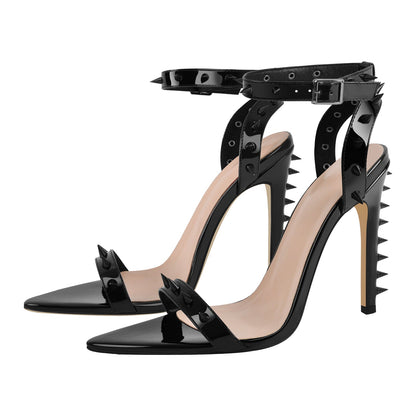 Rivet Ankle Strap High Heel Sandals - Onlymaker