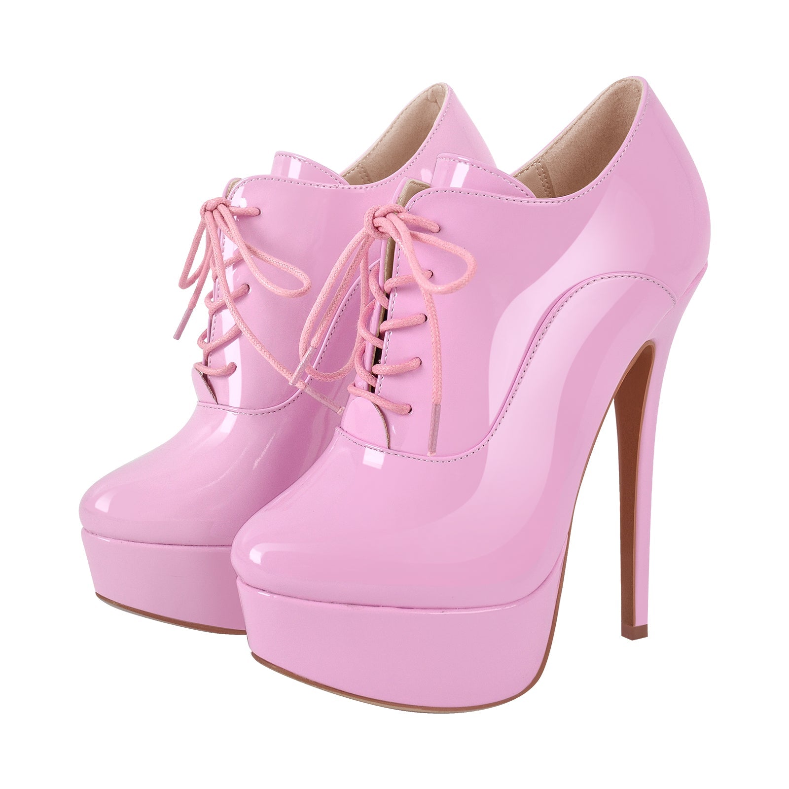 Platform Lace-up Stiletto Ankle Boots - Onlymaker