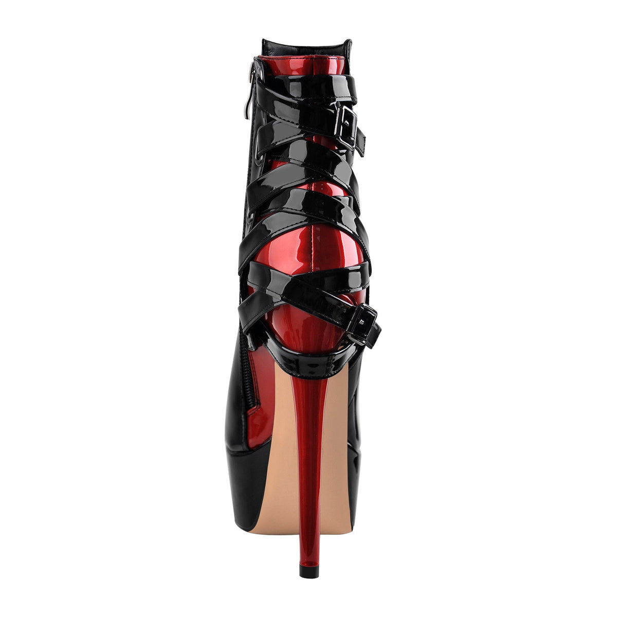 Black Strap Pointed Toe Stilettos Ankle Boots - Onlymaker