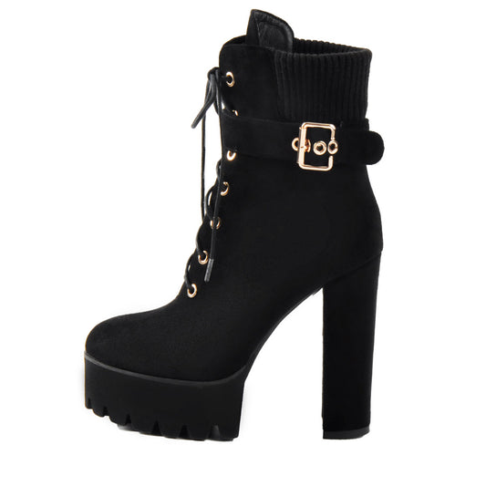 Ankle Platform High Heel Boots - Onlymaker