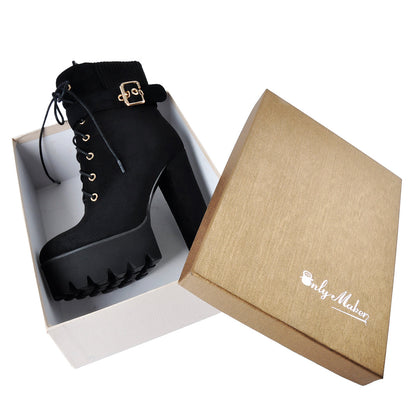 Ankle Platform High Heel Boots - Onlymaker