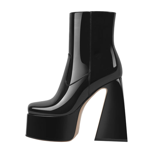 Platform Chunky High Heels Ankle Boots - Onlymaker