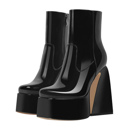 Platform Chunky High Heels Ankle Boots - Onlymaker