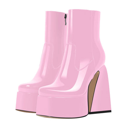 Platform Chunky High Heels Ankle Boots - Onlymaker