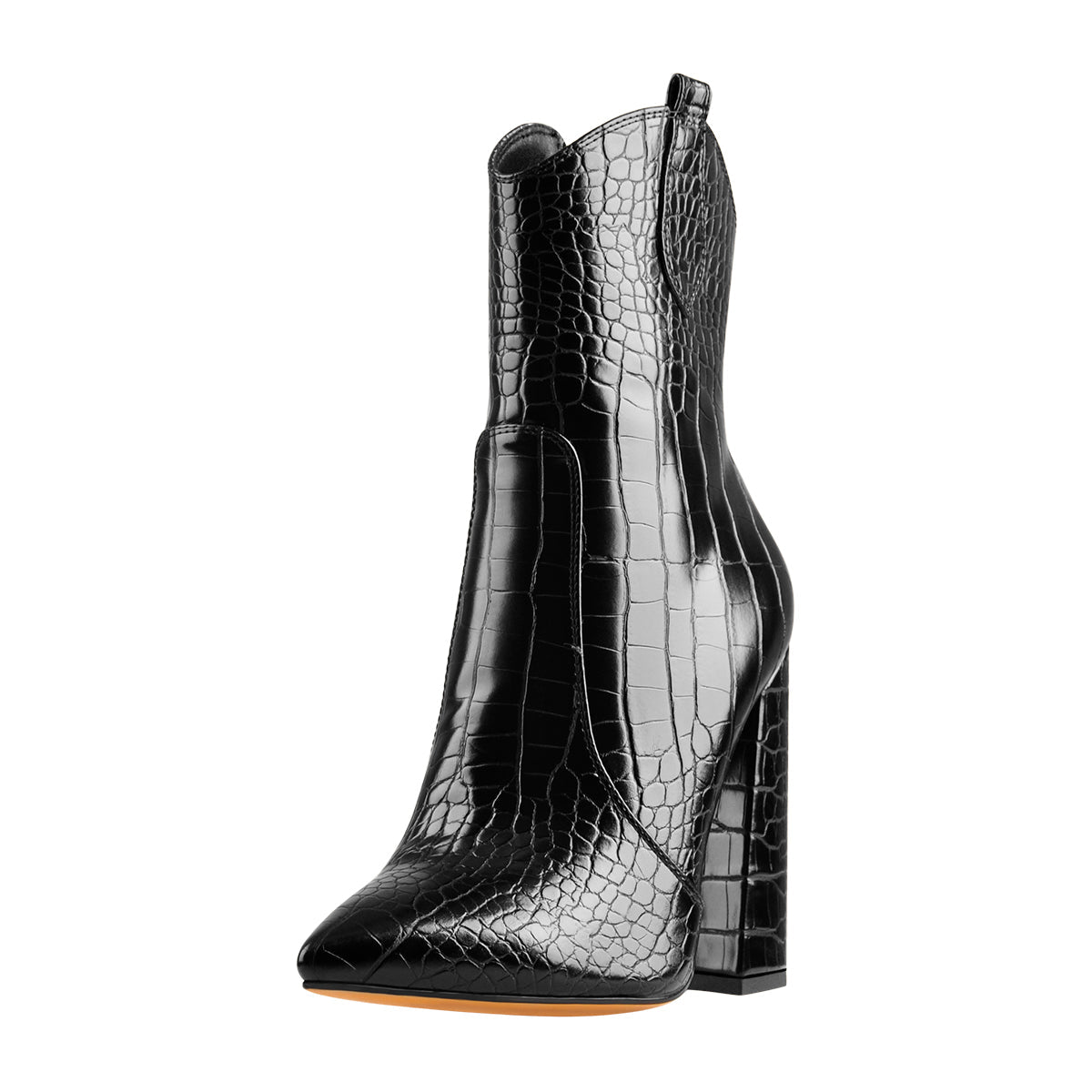 Black Pointed Toe Chunky Ankle Boots - Onlymaker