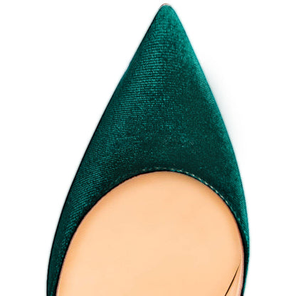 8cm 10cm 12cm Retro Green Classic Velvet Stilettos - Onlymaker