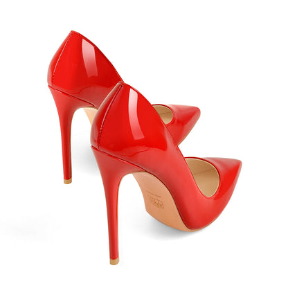 8cm 10cm 12cm Red Pointed Toe Slip On High Heel Pumps - Onlymaker