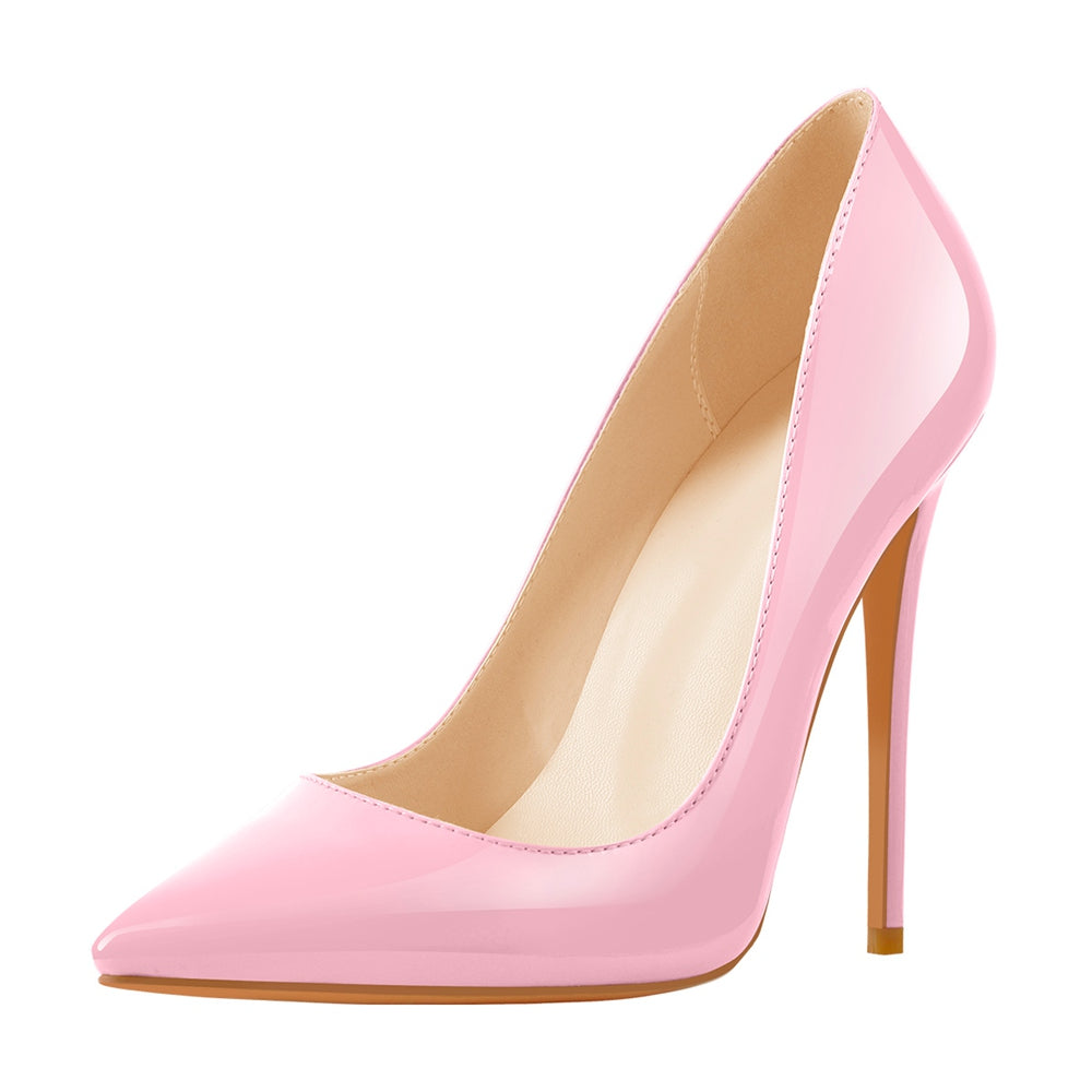 8cm 10cm 12cm Pink Pointed Toe Slip On High Heel Pumps - Onlymaker