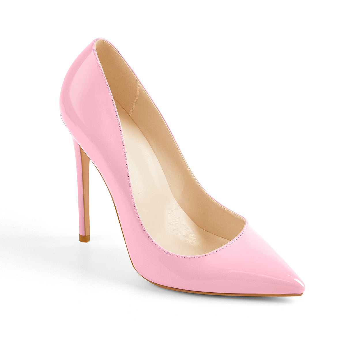 8cm 10cm 12cm Pink Pointed Toe Slip On High Heel Pumps - Onlymaker