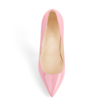 8cm 10cm 12cm Pink Pointed Toe Slip On High Heel Pumps - Onlymaker