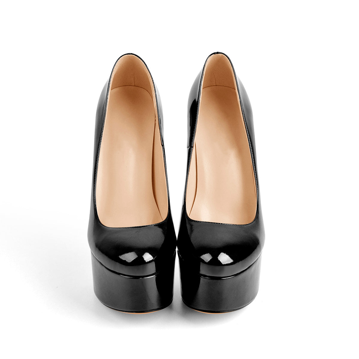 Platform Patent Leather Rounde Toe High Heels Pumps - Onlymaker