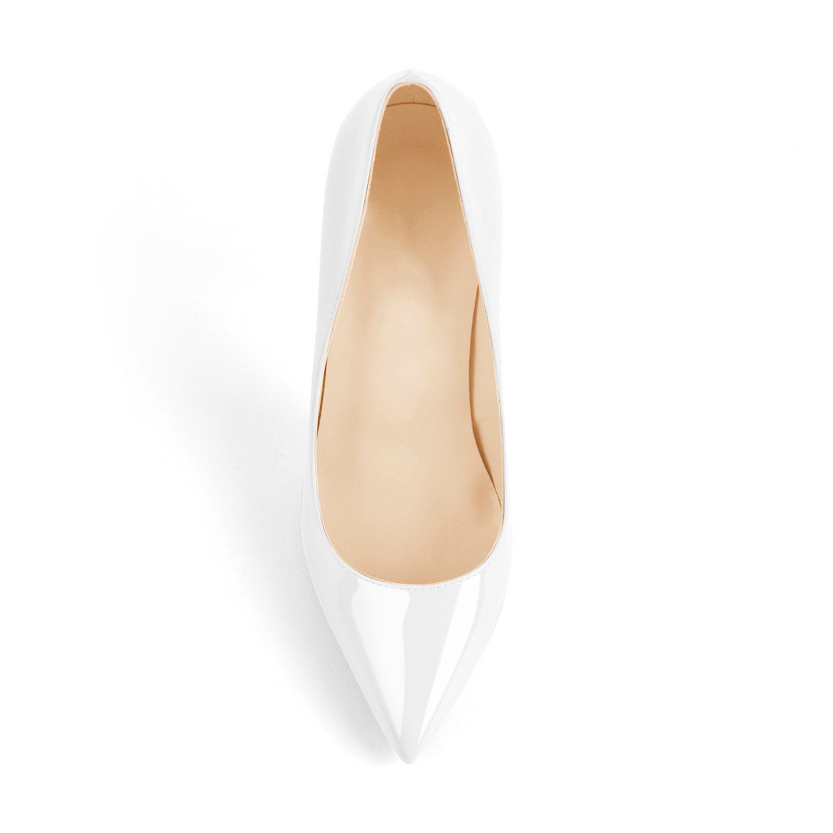 8cm 10cm 12cm Patent White Pointed Toe High Heel Pumps - Onlymaker
