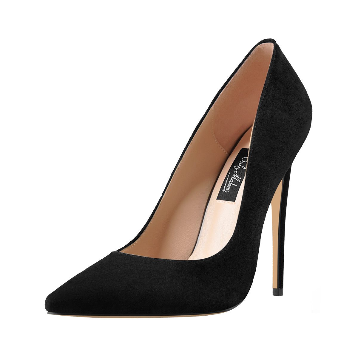 8cm 10cm 12cm Black Suede Pointed Toe Slip On High Heel Pumps - Onlymaker