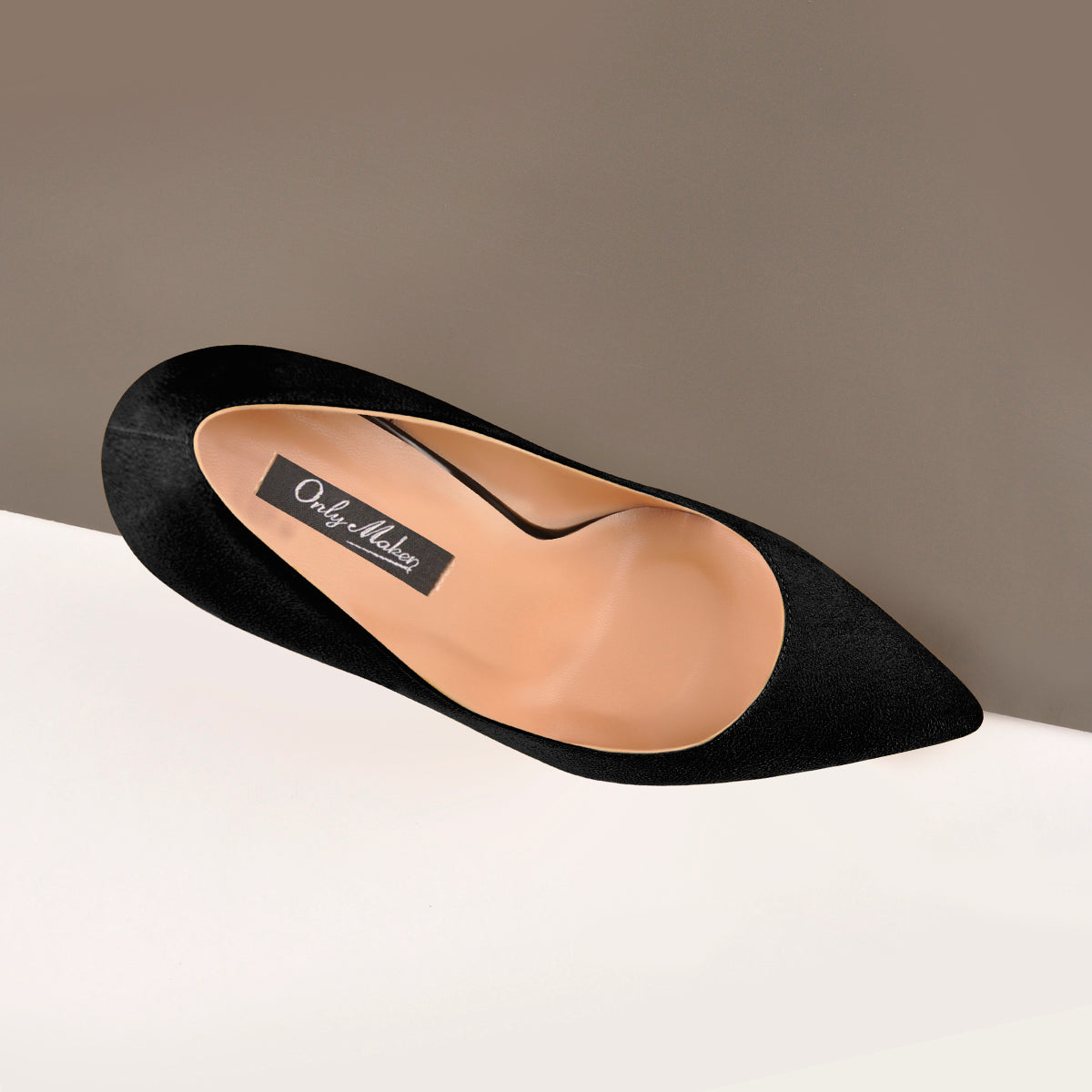 8cm 10cm 12cm Black Suede Pointed Toe Slip On High Heel Pumps - Onlymaker