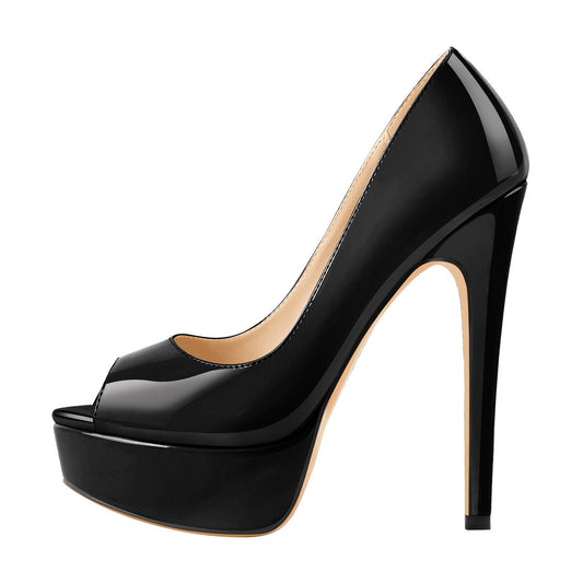 Peep Toe Pumps Platform Stiletto High Heels Pumps - Onlymaker