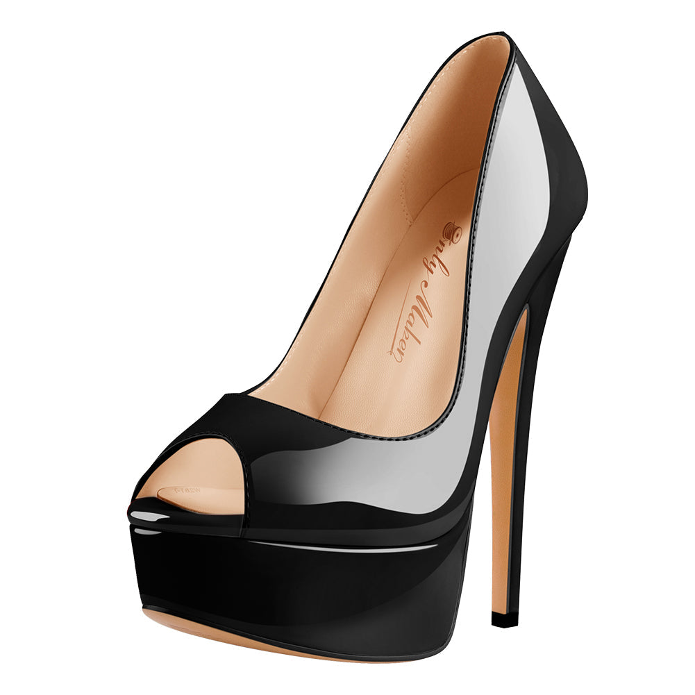 Peep Toe Pumps Platform Stiletto High Heels Pumps - Onlymaker