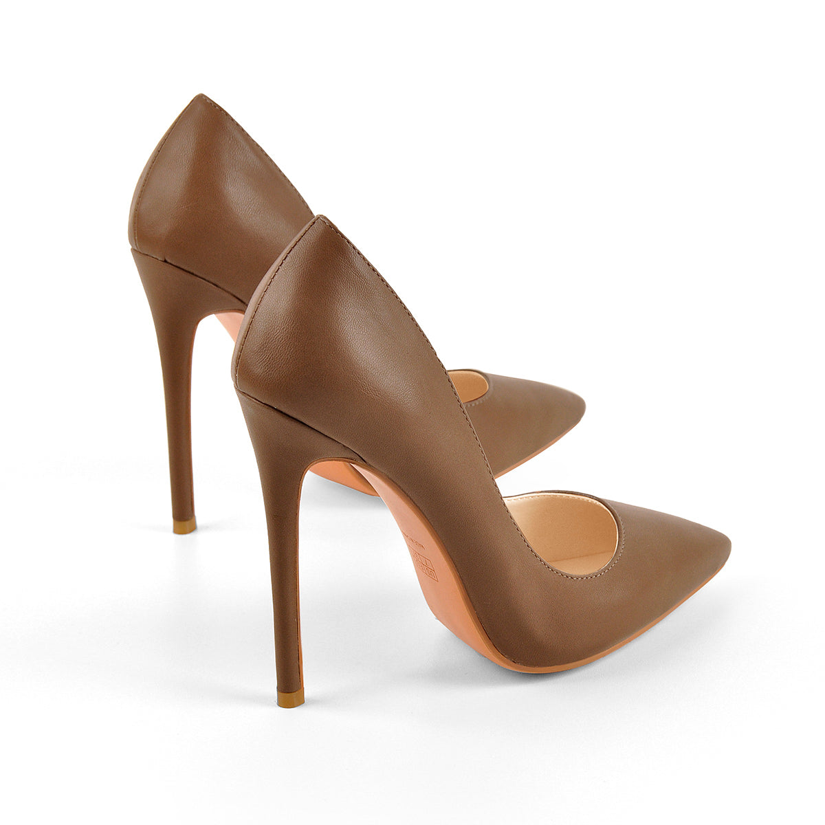 8cm 10cm 12cm Brown Pointed Toe Slip On High Heel Pumps - Onlymaker