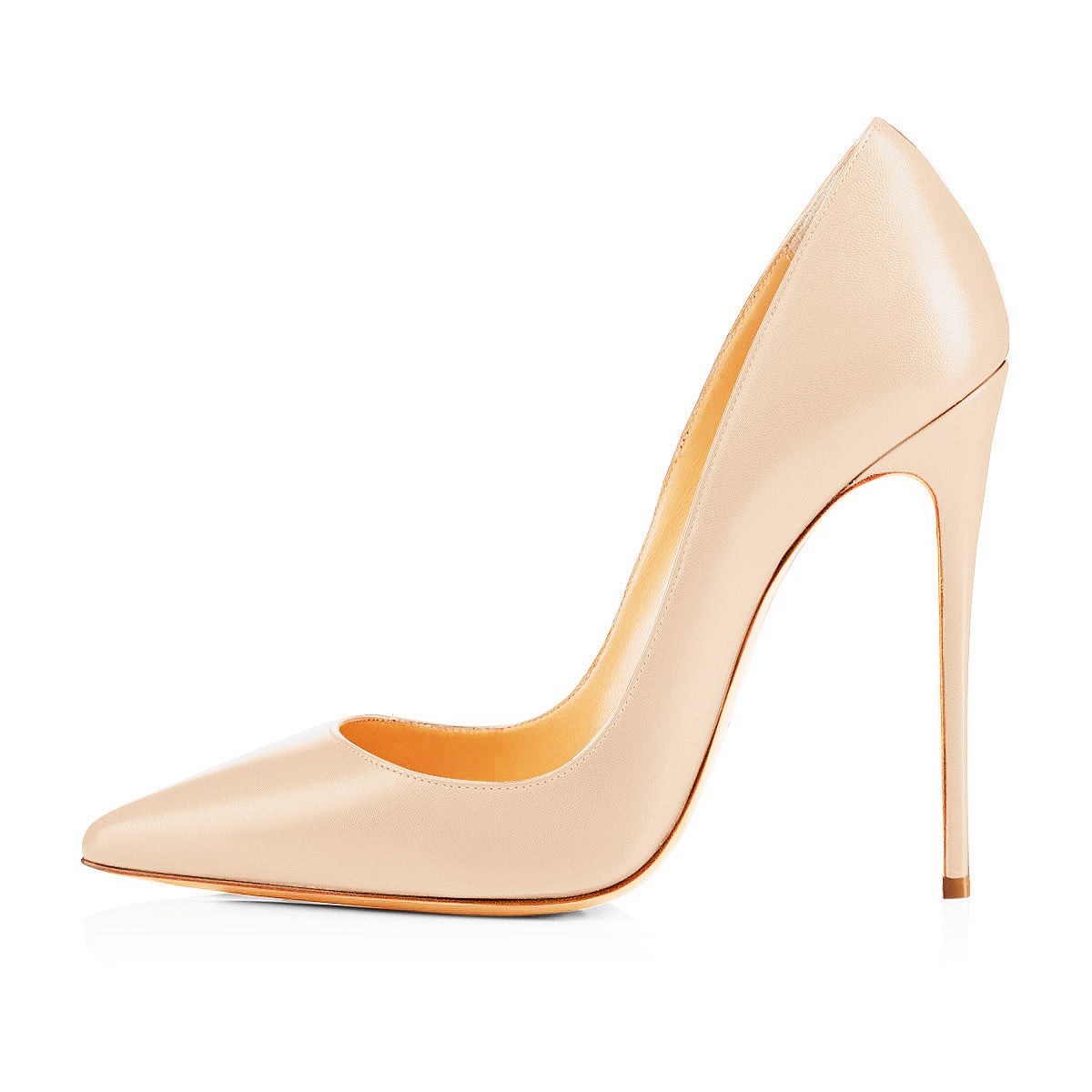 8cm 10cm 12cm Beige Pointed Toe Slip On High Heel Pumps - Onlymaker
