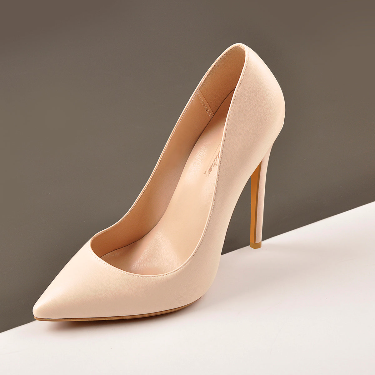 8cm 10cm 12cm Beige Pointed Toe Slip On High Heel Pumps - Onlymaker