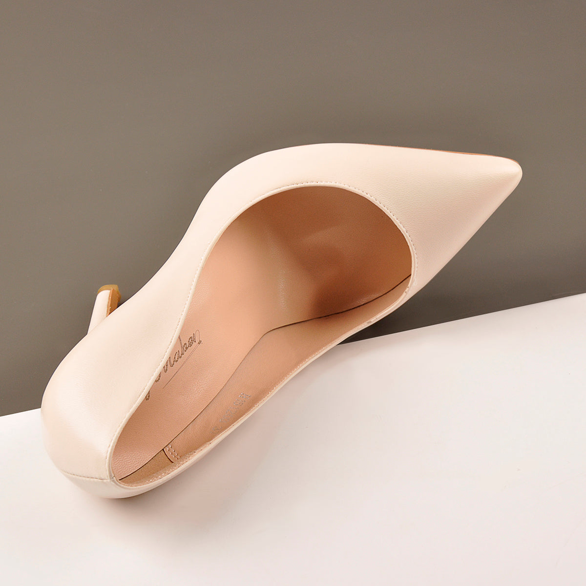 8cm 10cm 12cm Beige Pointed Toe Slip On High Heel Pumps - Onlymaker