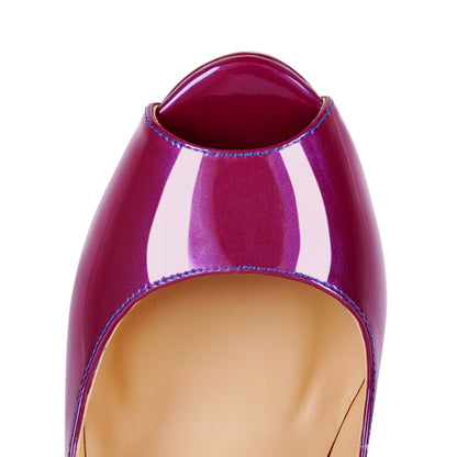 Gradient Open Toe Pumps Platform Stiletto High Heels - Onlymaker
