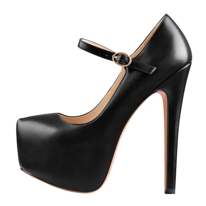 Mary Jane Platform Pointed Toe High Heels Pumps - Onlymaker