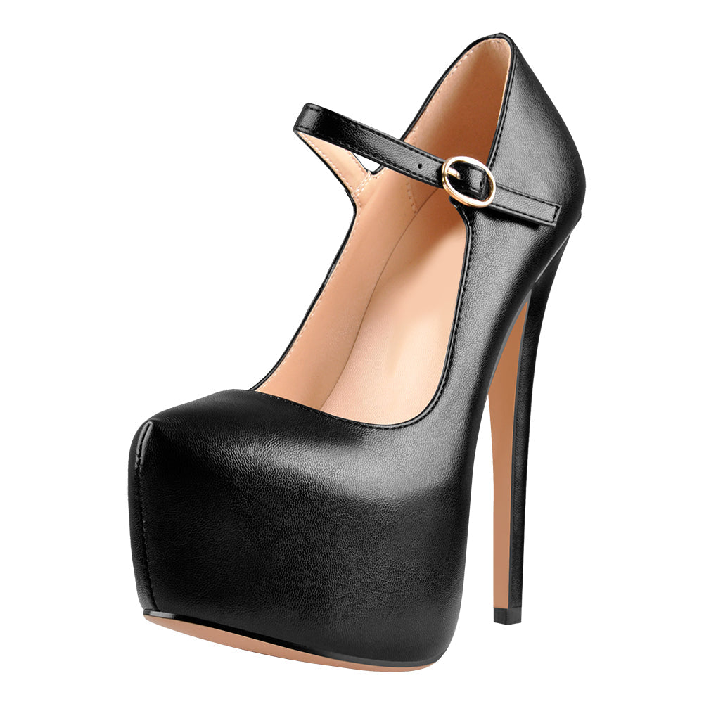 Mary Jane Platform Pointed Toe High Heels Pumps - Onlymaker