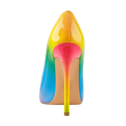 Rainbow Pointed Toe Stilettos Pumps - Onlymaker