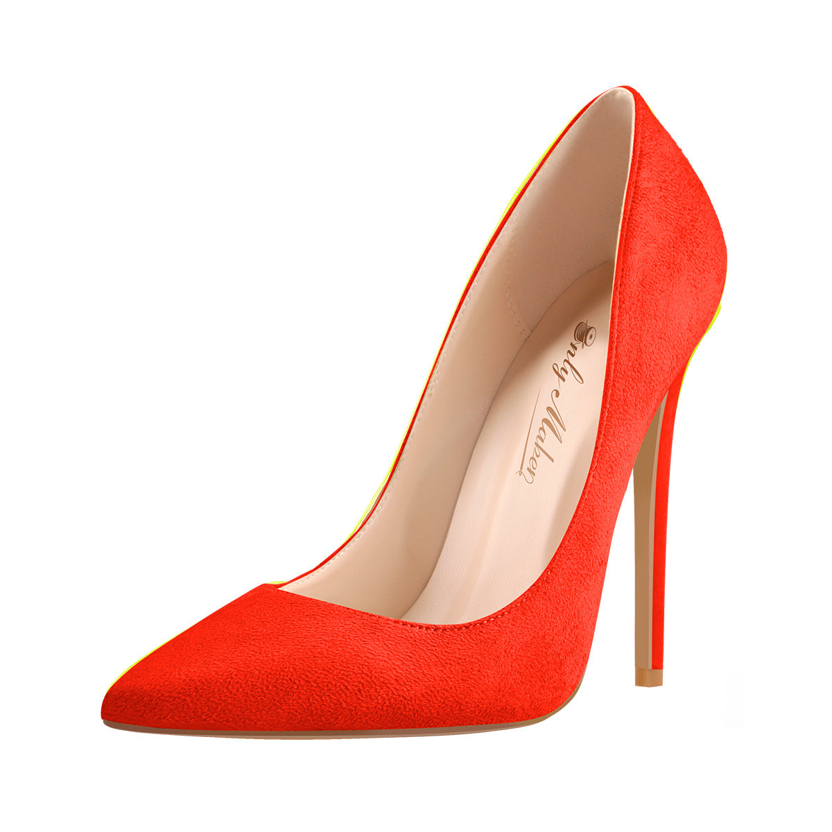 8cm 10cm 12cm Orange Suede Pointed Toe Basic Pumps - Onlymaker