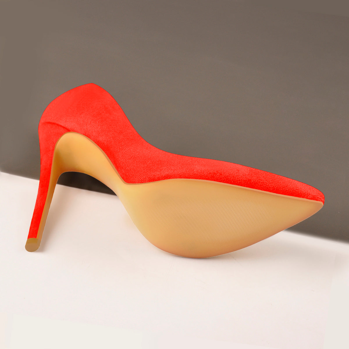 8cm 10cm 12cm Orange Suede Pointed Toe Basic Pumps - Onlymaker