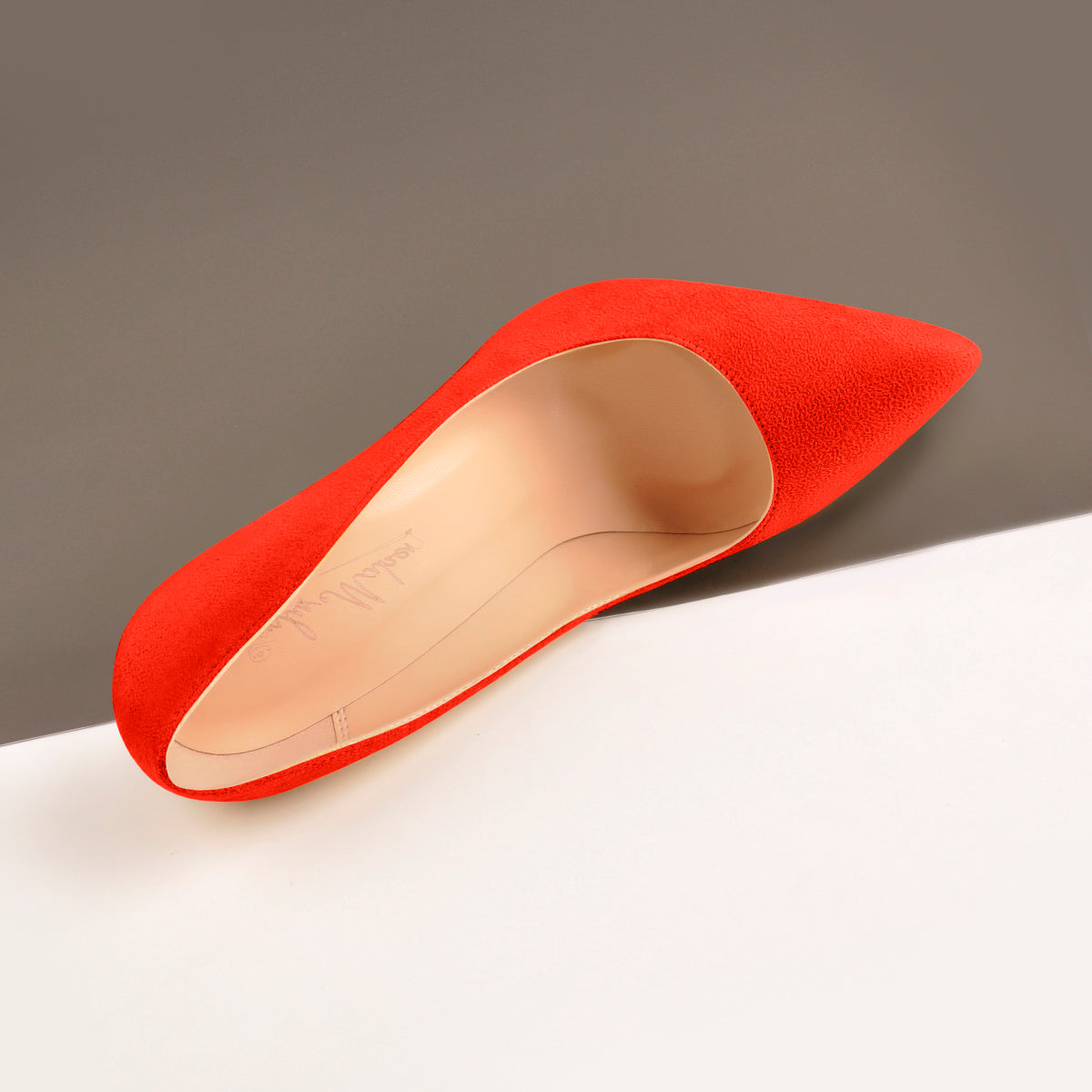 8cm 10cm 12cm Orange Suede Pointed Toe Basic Pumps - Onlymaker
