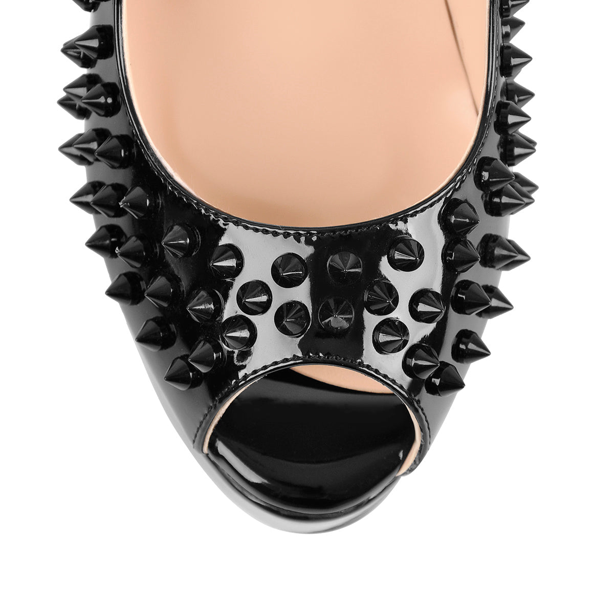 Peep Toe Platform Rivets High Heels Pumps - Onlymaker