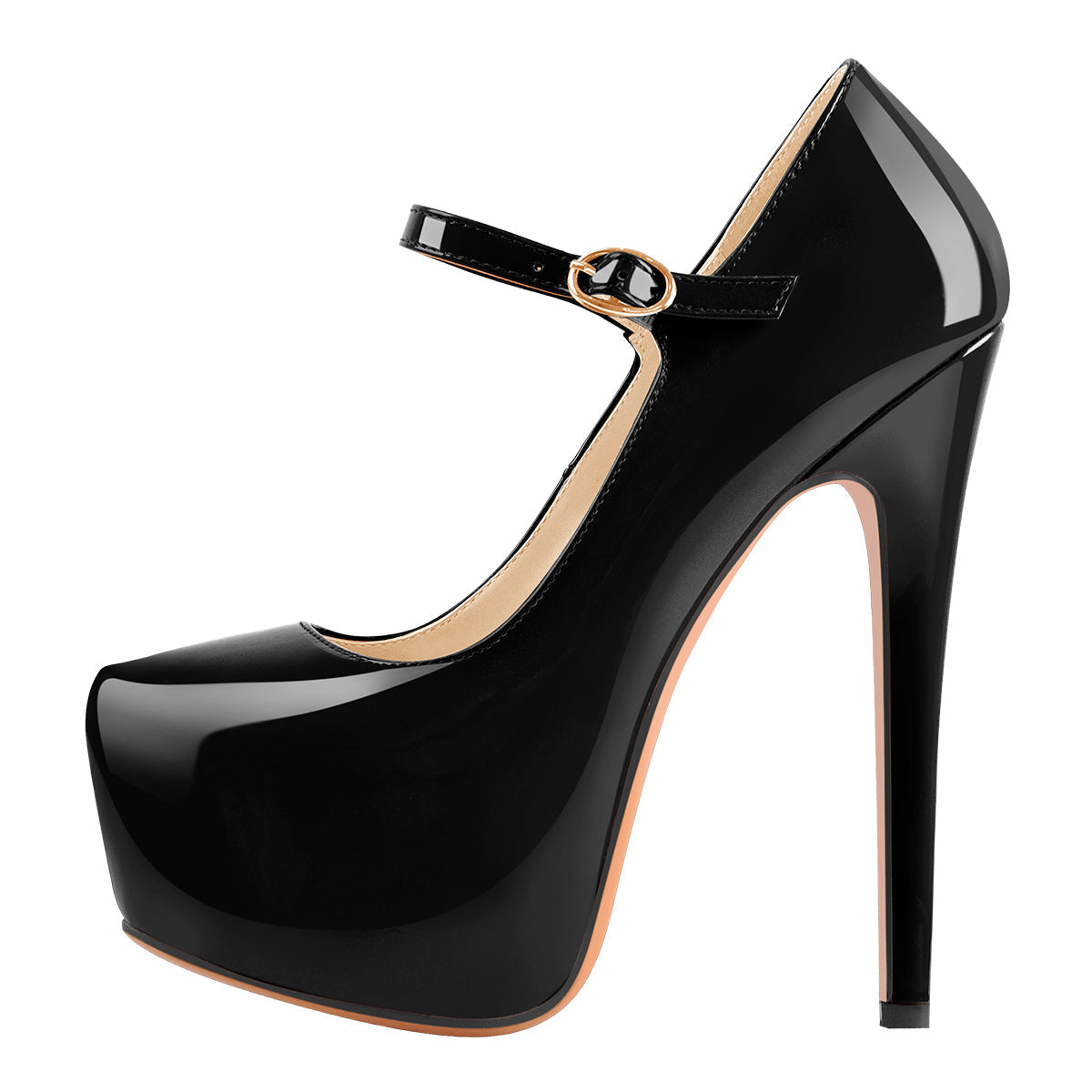 Mary Jane Platform Black Pointed Toe Stiletto High Heels Pumps - Onlymaker