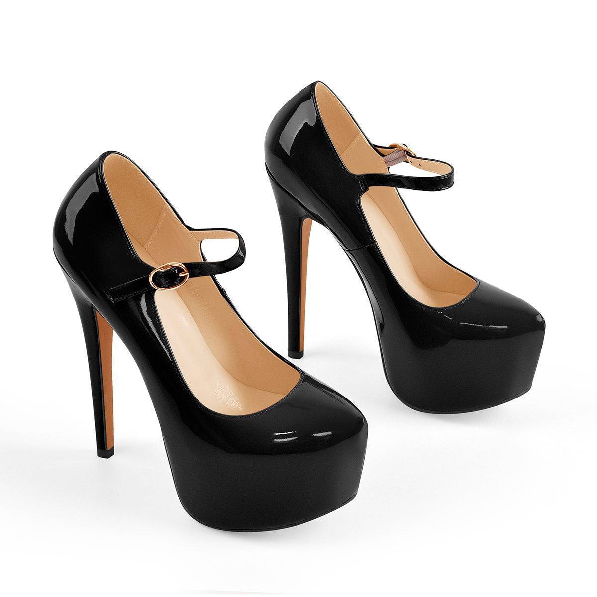 Mary Jane Platform Black Pointed Toe Stiletto High Heels Pumps - Onlymaker