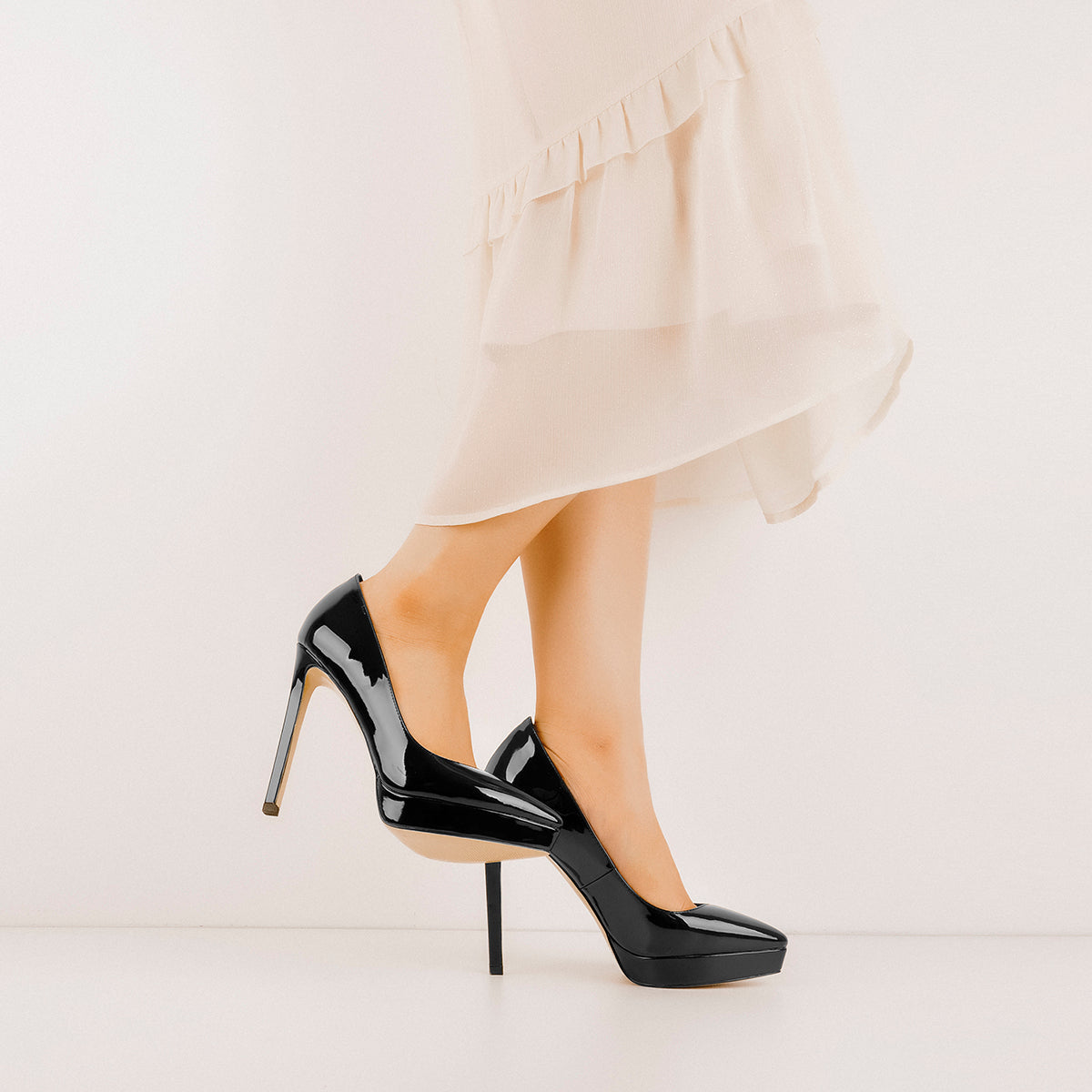 Low Platform Pointed Toe Stiletto Heels Pumps - Onlymaker