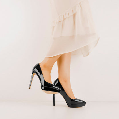 Low Platform Pointed Toe Stiletto Heels Pumps - Onlymaker