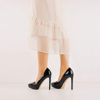 Low Platform Pointed Toe Stiletto Heels Pumps - Onlymaker