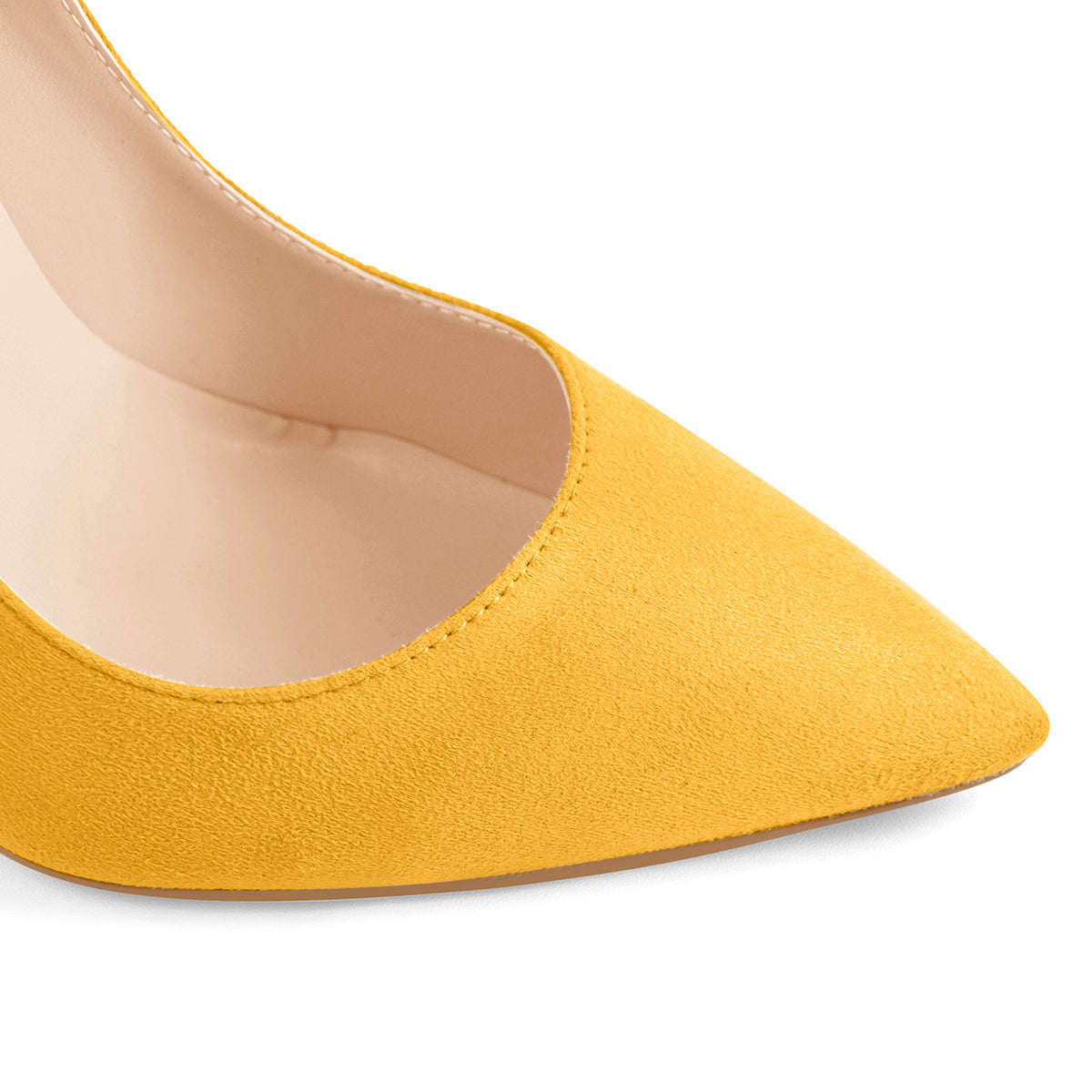 8cm 10cm 12cm Suede Yellow Pointed Toe Slip On High Heel Pumps - Onlymaker