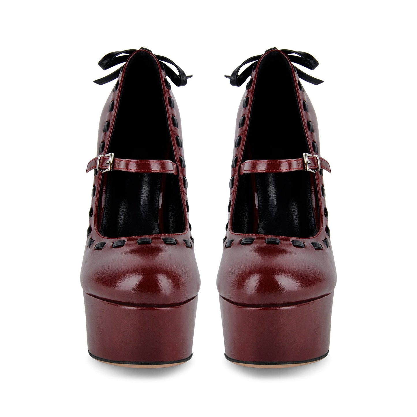 Platform Back Bow Mary Jane Stiletto Pumps - Onlymaker